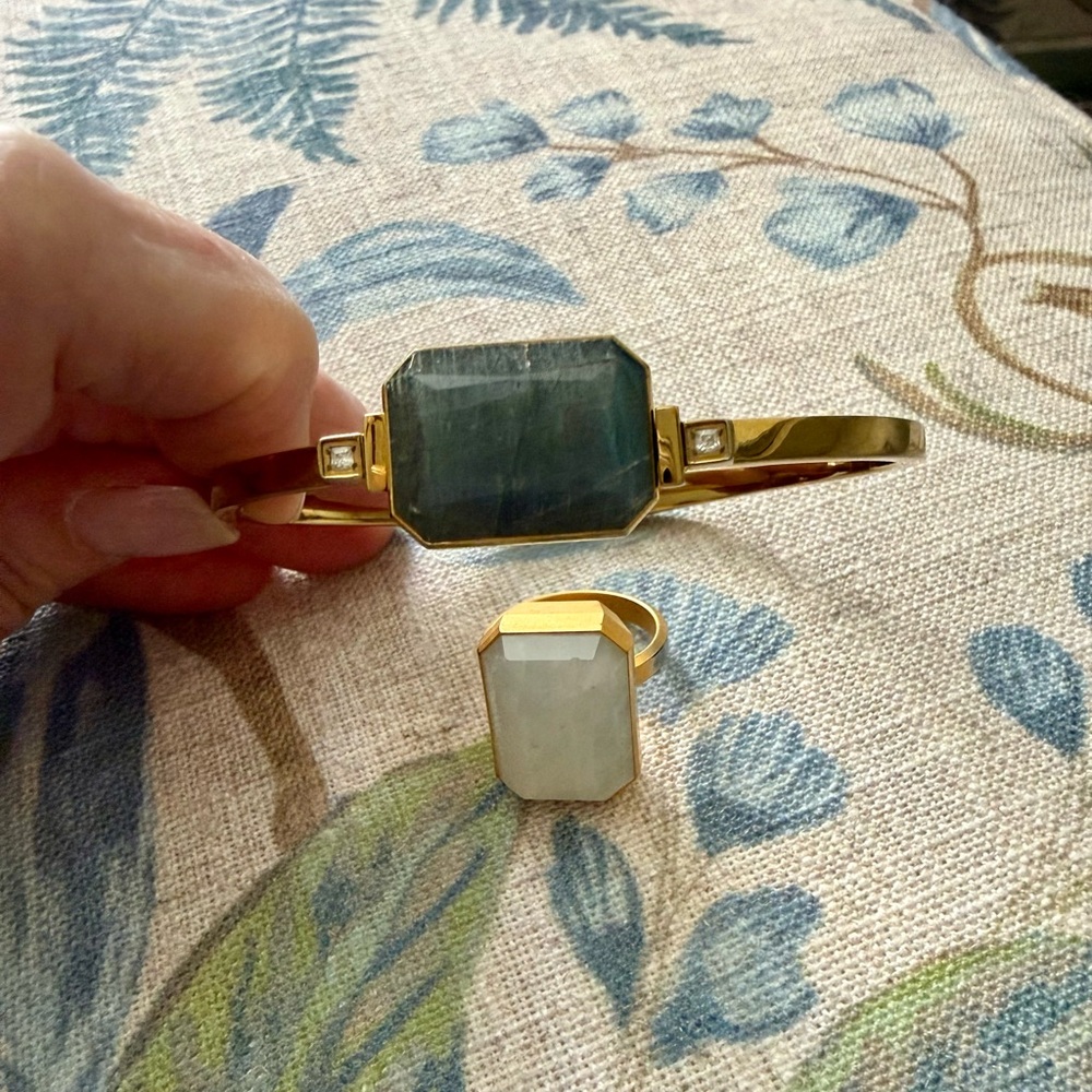 Ringly Luxe Smart Bracelet labradorite (Sm/Med) & Ring Moonstone (7)